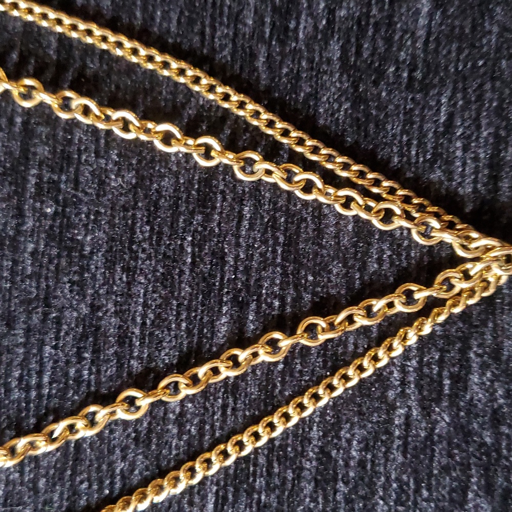 Vintage CELEBRITY Gold DOUBLE CHAIN Green SUNBURST FAUX JADE Necklace - Picture 4 of 8